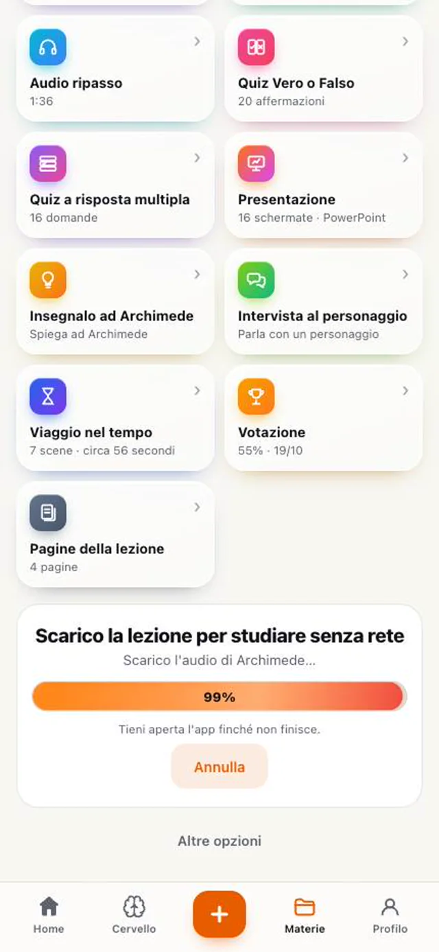 Scarico la lezione per studiare senza rete